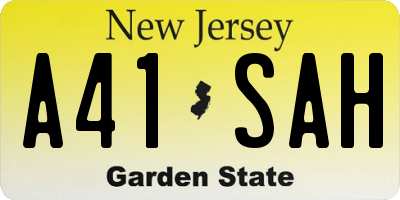 NJ license plate A41SAH