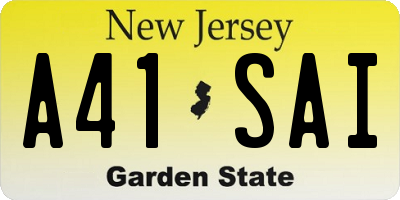 NJ license plate A41SAI