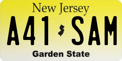 NJ license plate A41SAM