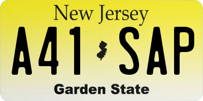 NJ license plate A41SAP