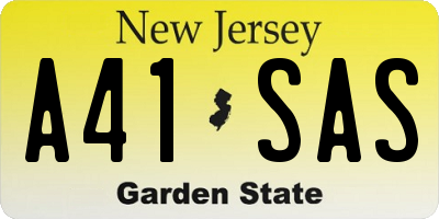 NJ license plate A41SAS
