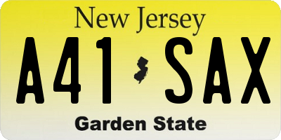 NJ license plate A41SAX