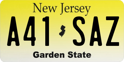 NJ license plate A41SAZ