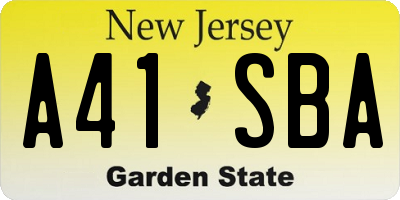 NJ license plate A41SBA