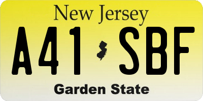 NJ license plate A41SBF