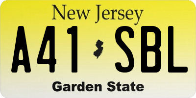 NJ license plate A41SBL