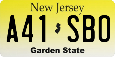 NJ license plate A41SBO