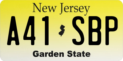 NJ license plate A41SBP