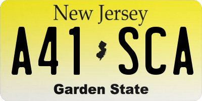 NJ license plate A41SCA