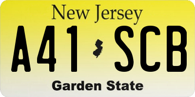 NJ license plate A41SCB