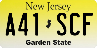 NJ license plate A41SCF