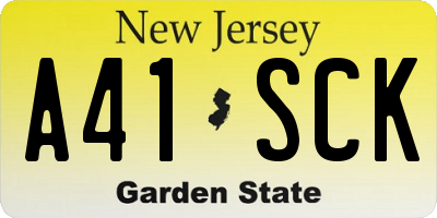 NJ license plate A41SCK