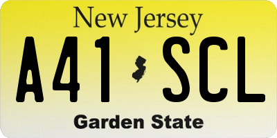 NJ license plate A41SCL
