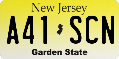 NJ license plate A41SCN