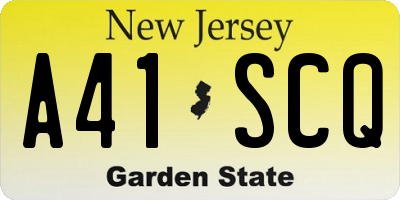 NJ license plate A41SCQ