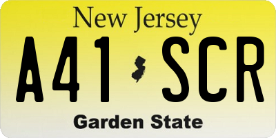 NJ license plate A41SCR