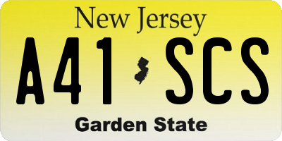 NJ license plate A41SCS
