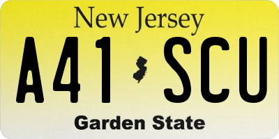 NJ license plate A41SCU