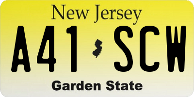 NJ license plate A41SCW