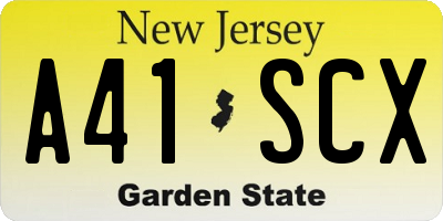 NJ license plate A41SCX