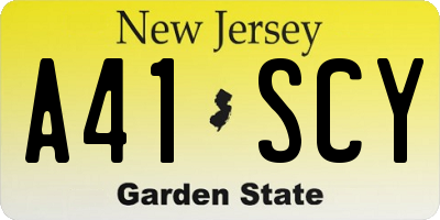 NJ license plate A41SCY