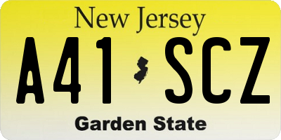 NJ license plate A41SCZ