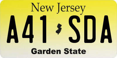 NJ license plate A41SDA