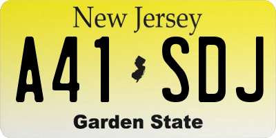 NJ license plate A41SDJ