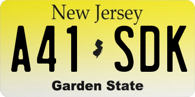 NJ license plate A41SDK