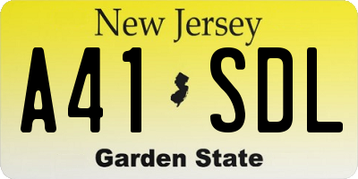NJ license plate A41SDL