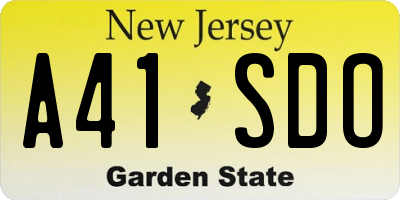 NJ license plate A41SDO