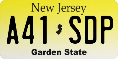 NJ license plate A41SDP