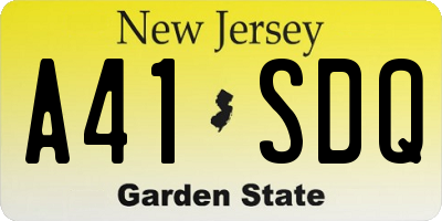NJ license plate A41SDQ