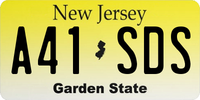 NJ license plate A41SDS