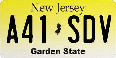NJ license plate A41SDV