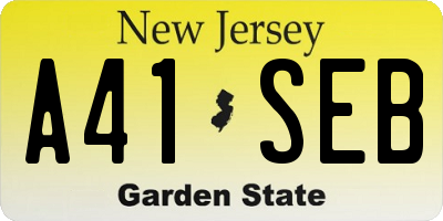 NJ license plate A41SEB