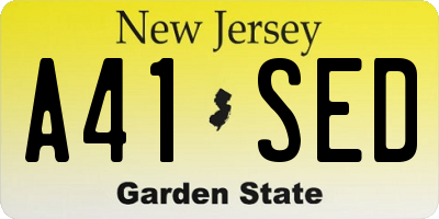 NJ license plate A41SED