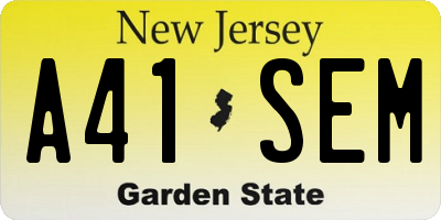 NJ license plate A41SEM