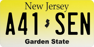 NJ license plate A41SEN