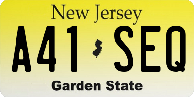 NJ license plate A41SEQ