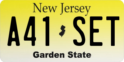 NJ license plate A41SET