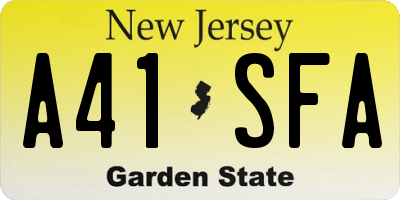 NJ license plate A41SFA