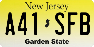 NJ license plate A41SFB