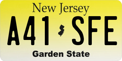 NJ license plate A41SFE