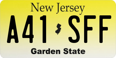NJ license plate A41SFF