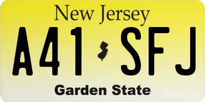 NJ license plate A41SFJ