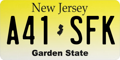 NJ license plate A41SFK