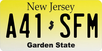 NJ license plate A41SFM