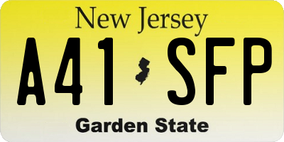 NJ license plate A41SFP