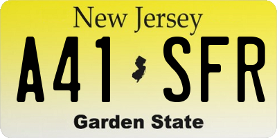 NJ license plate A41SFR